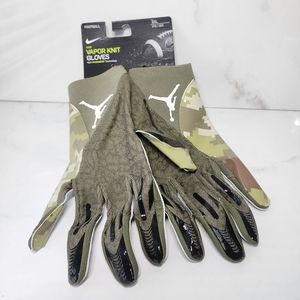 Nike Jordan VAPOR KNIT Football Gloves Green Camo USA Military Jumpman NFL